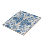 Elegant blauw  bloem tegeltje (Zijkant)