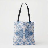 Elegant blauw  bloem tote bag (Voorkant)