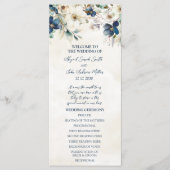 Elegant Blauw Bloem Winter Bruiloftsprogramma Programmakaart (Voorkant)