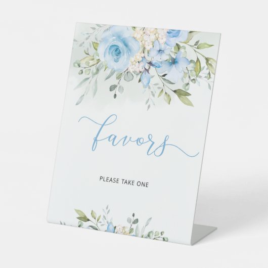 Elegant blauw bloembaptisme bevoordeelt reclamebord met voetstuk (Voorkant)