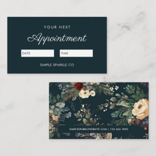Elegant Blauw Bloemen Afspraakherinnering Kaart Afsprakenkaartje