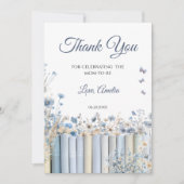 Elegant Blauw Bloemen Baby shower Dank u kaart (Voorkant)