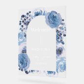 Elegant Blauw Bloemen Baby shower Welkomstbord Acryl Bord