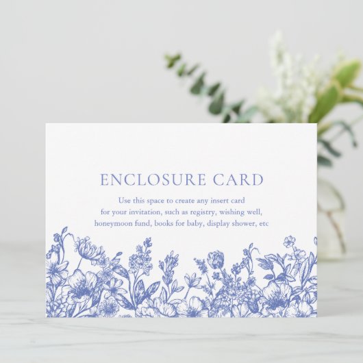 Elegant  Blauw Bloemen Behuizing Kaart (Staand voorkant)