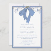 Elegant Blauw Bloemen Boog Bruiloft Kaart (Voorkant)