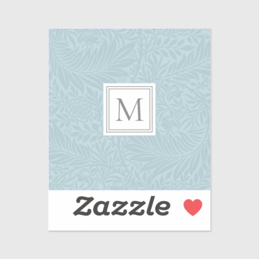 Elegant Blauw Bloemen Botanisch Monogram Sticker (Vel)