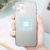 Elegant Blauw Bloemen Botanisch Monogram Sticker (Telefoon)