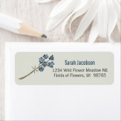 Elegant Blauw Bloemen Botanische briefpapier Etiket (Insitu)