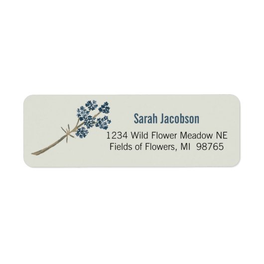 Elegant Blauw Bloemen Botanische briefpapier Etiket (Voorkant)
