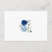 Elegant Blauw Bloemen Bruiloft Details Informatiekaartje (Achterkant)