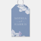 Elegant Blauw Bloemen Bruiloft Favor Cadeaulabel (Voorkant)