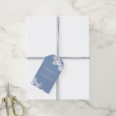 Elegant Blauw Bloemen Bruiloft Favor Cadeaulabel (Met Touw)