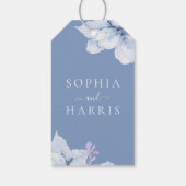 Elegant Blauw Bloemen Bruiloft Favor Cadeaulabel (Achterkant)