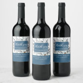 Elegant Blauw Bloemen Bruiloft Favor Fles / Wijn Etiket (Flessen)