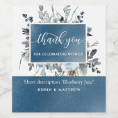 Elegant Blauw Bloemen Bruiloft Favor Fles / Wijn Etiket (Enkel label)