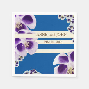 Elegant Blauw Bloemen Bruiloft Papier Servetten