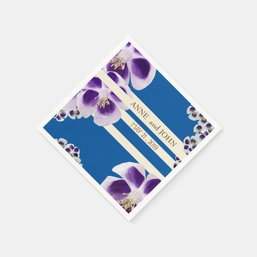 Elegant Blauw Bloemen Bruiloft Papier Servetten (Hoek)
