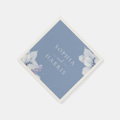 Elegant Blauw Bloemen Bruiloft Receptie Servet (Hoek)