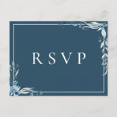 Elegant Blauw Bloemen Bruiloft RSVP Song Aanvraag Uitnodiging Briefkaart (Voorkant)