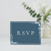 Elegant Blauw Bloemen Bruiloft RSVP Song Aanvraag Uitnodiging Briefkaart (Staand voorkant)