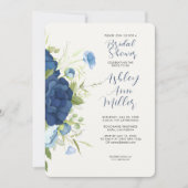 Elegant Blauw Bloemen Bruiloft Vrijgezellenfeest Kaart (Voorkant)