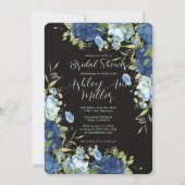 Elegant Blauw Bloemen Bruiloft Vrijgezellenfeest Kaart (Voorkant)