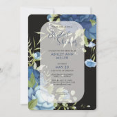 Elegant Blauw Bloemen Bruiloft Vrijgezellenfeest Kaart (Voorkant)