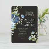 Elegant Blauw Bloemen Bruiloft Vrijgezellenfeest Kaart (Staand voorkant)