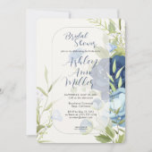 Elegant Blauw Bloemen Bruiloft Vrijgezellenfeest Kaart (Voorkant)