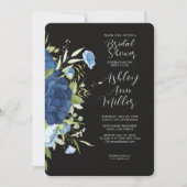 Elegant Blauw Bloemen Bruiloft Vrijgezellenfeest Kaart (Voorkant)