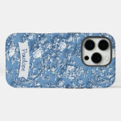 Elegant blauw bloemen chinoiserie monogram Case-Mate iPhone case (Achterkant (horizontaal))