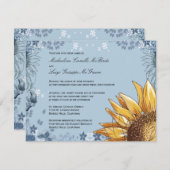 Elegant Blauw Bloemen Formele Bruiloft Uitnodigen Kaart (Voorkant / Achterkant)