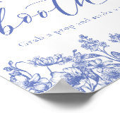 Elegant  Blauw Bloemen Foto Booth teken Poster (Hoek)