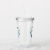 Elegant Blauw Bloemen Gelukkige Verjaardag Acryl Drinkbeker (Links)
