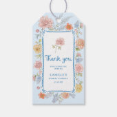 Elegant Blauw Bloemen handgetekende Vrijgezellenfe Cadeaulabel (Voorkant)