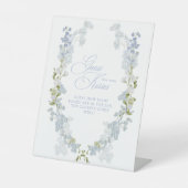 Elegant Blauw Bloemen Hoeveel Kisses Vrijgezellenf Reclamebord Met Voetstuk (Voorkant)