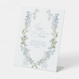 Elegant Blauw Bloemen Hoeveel Kisses Vrijgezellenf Reclamebord Met Voetstuk