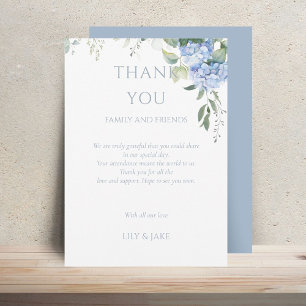Elegant Blauw Bloemen Hydrangea Bruiloft Dank u