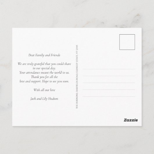 Elegant Blauw Bloemen Hydrangea Bruiloft Dank u Briefkaart (Achterkant)