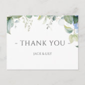 Elegant Blauw Bloemen Hydrangea Bruiloft Dank u Briefkaart (Voorkant)