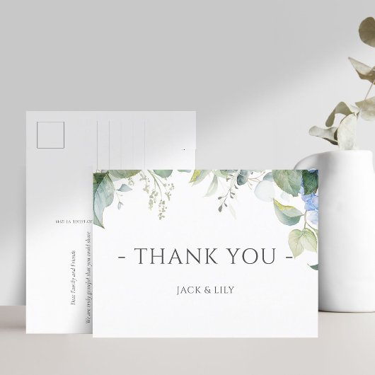 Elegant Blauw Bloemen Hydrangea Bruiloft Dank u Briefkaart