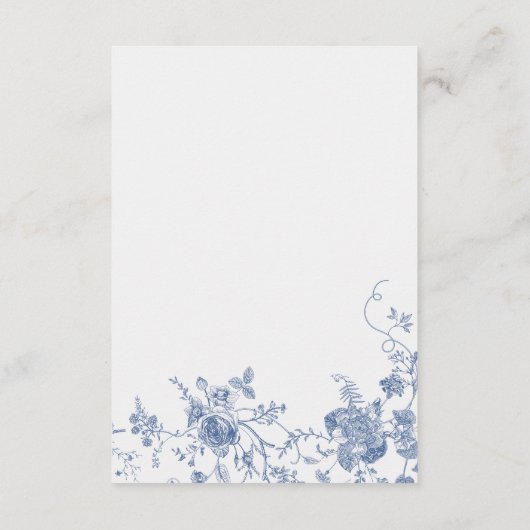 Elegant Blauw Bloemen Jouy Detail Kaart (Achterkant)