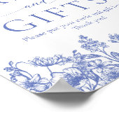 Elegant  Blauw Bloemen Kaarten en Geschenken teken Poster (Hoek)