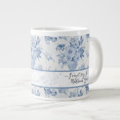 Elegant Blauw Bloemen Klassiek Bruidsmeisje Voorst Grote Koffiekop (Voorkant rechts)