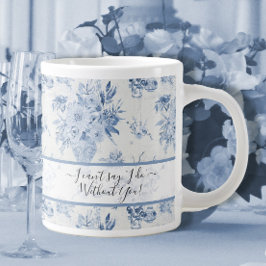 Elegant Blauw Bloemen Klassiek Bruidsmeisje Voorst Grote Koffiekop