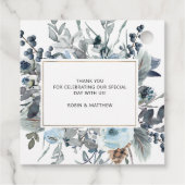 Elegant Blauw Bloemen Liefde en Bedankt Trouwgunst Bedankjes Labels (Achterkant)