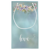 Elegant Blauw Bloemen Liefde Gift Bag Klein Cadeauzakje (Achterkant)