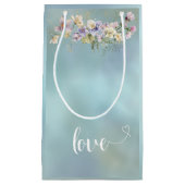 Elegant Blauw Bloemen Liefde Gift Bag Klein Cadeauzakje (Voorkant)