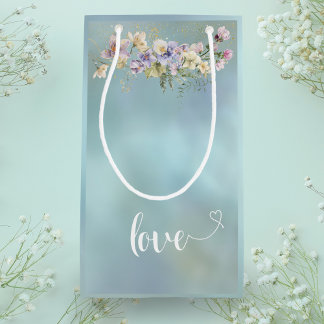 Elegant Blauw Bloemen Liefde Gift Bag Klein Cadeauzakje