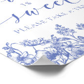 Elegant Blauw Bloemen Liefde is Sweet Treat Favor  Poster (Hoek)